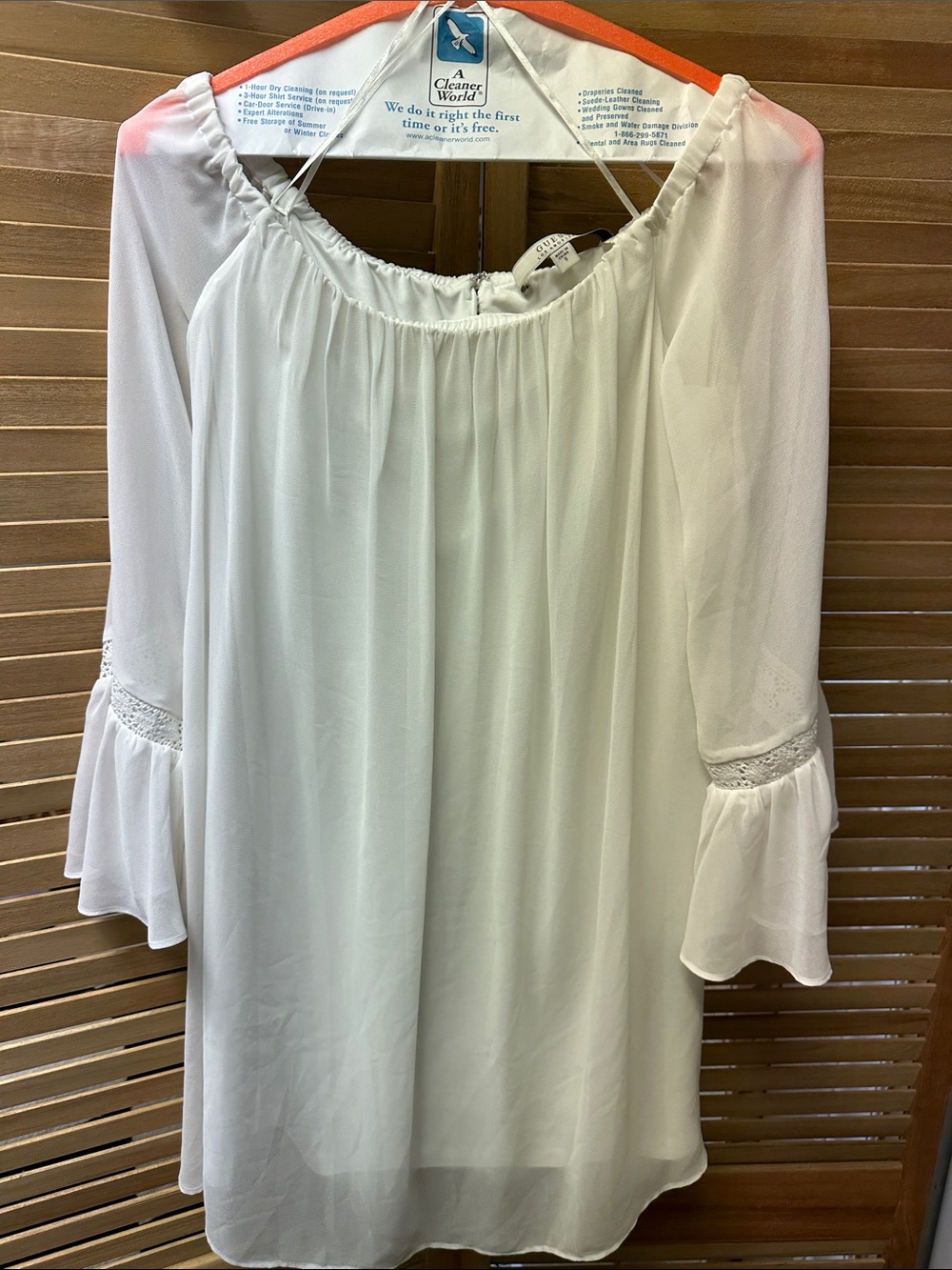Guess White Off-Shoulder Long Sleeve Tunic